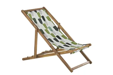 Solstol set om 2 Anzio - ljust trä/off-white/grön lövmönster - Utemöbler & utemiljö - Utestol & trädgårdsstol - Solstol