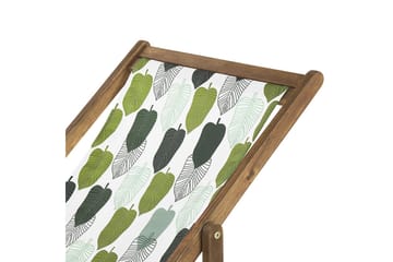 Solstol set om 2 Anzio - ljust trä/off-white/grön lövmönster - Utemöbler & utemiljö - Utestol & trädgårdsstol - Solstol