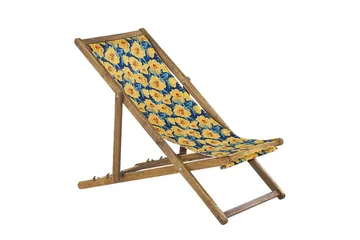 Solstol set om 2 Anzio - ljust trä/off-white/gul blommigt mönster - Utemöbler & utemiljö - Utestol & trädgårdsstol - Solstol