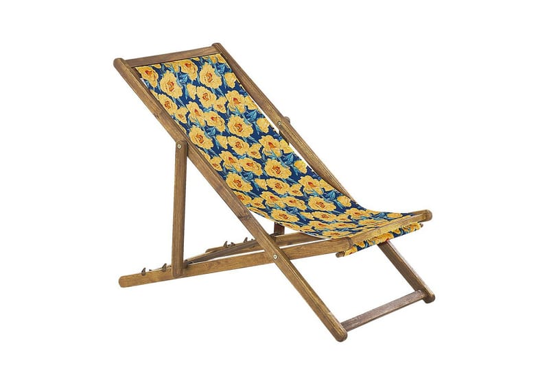 Solstol set om 2 Anzio - ljust trä/off-white/gul blommigt mönster - Utemöbler & utemiljö - Utestol & trädgårdsstol - Solstol