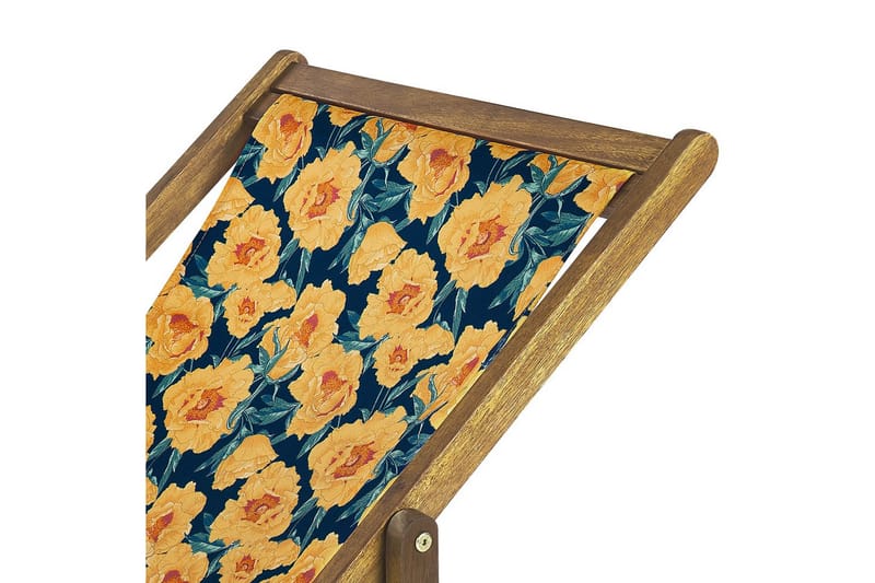 Solstol set om 2 Anzio - ljust trä/off-white/gul blommigt mönster - Utemöbler & utemiljö - Utestol & trädgårdsstol - Solstol