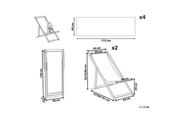 Solstol set om 2 Anzio - ljust trä/off-white/marinblå blommigt mönster - Utemöbler & utemiljö - Utestol & trädgårdsstol - Solstol
