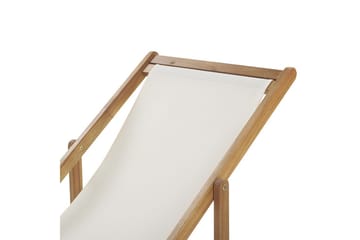 Solstol set om 2 Anzio - ljust trä/off-white/marinblå blommigt mönster - Utemöbler & utemiljö - Utestol & trädgårdsstol - Solstol