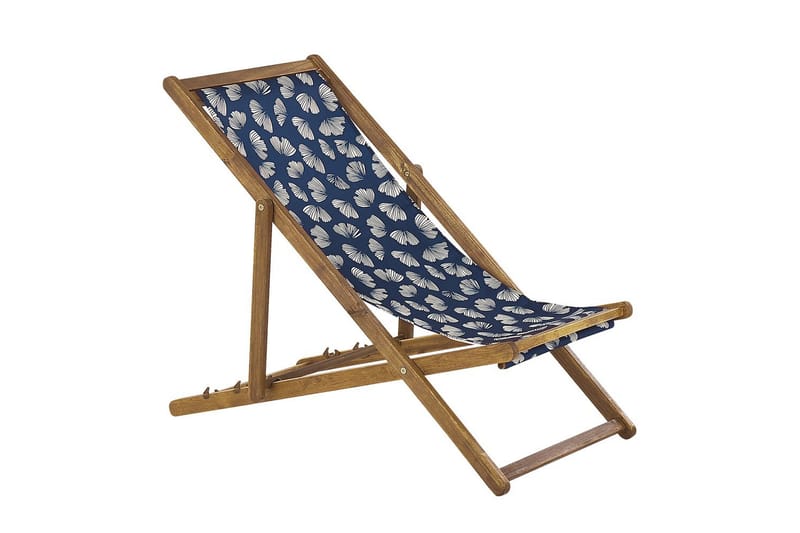 Solstol set om 2 Anzio - ljust trä/off-white/marinblå blommigt mönster - Utemöbler & utemiljö - Utestol & trädgårdsstol - Solstol