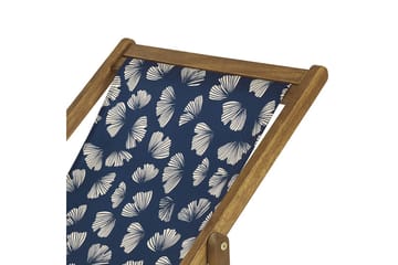 Solstol set om 2 Anzio - ljust trä/off-white/marinblå blommigt mönster - Utemöbler & utemiljö - Utestol & trädgårdsstol - Solstol