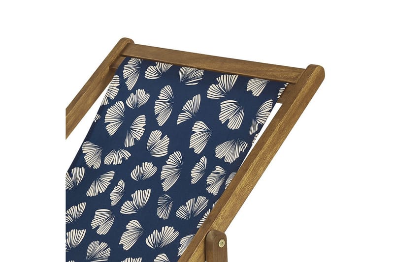 Solstol set om 2 Anzio - ljust trä/off-white/marinblå blommigt mönster - Utemöbler & utemiljö - Utestol & trädgårdsstol - Solstol
