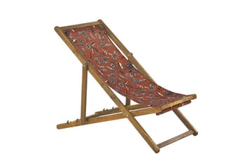 Solstol set om 2 Anzio - ljust trä/off-white/röd blommigt mönster - Utemöbler & utemiljö - Utestol & trädgårdsstol - Solstol