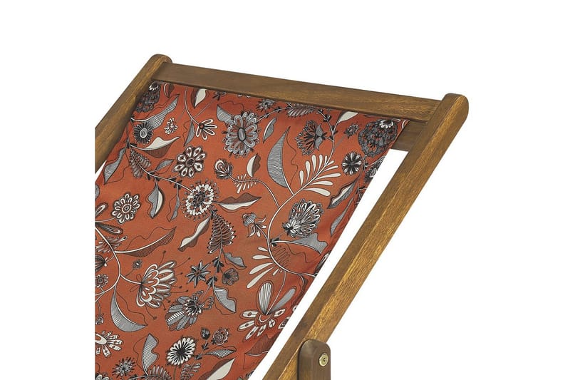 Solstol set om 2 Anzio - ljust trä/off-white/röd blommigt mönster - Utemöbler & utemiljö - Utestol & trädgårdsstol - Solstol