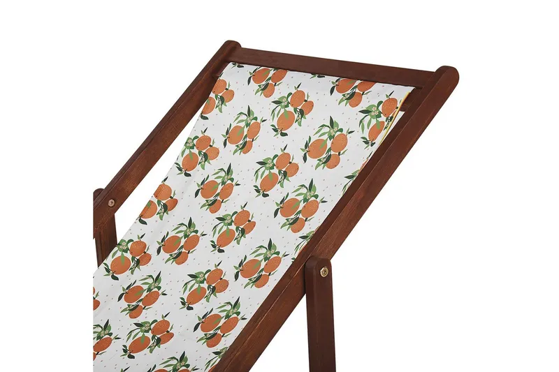 Solstol set om 2 Anzio - mörkt trä/off-white/ apelsinmönster - Utemöbler & utemiljö - Utestol & trädgårdsstol - Solstol