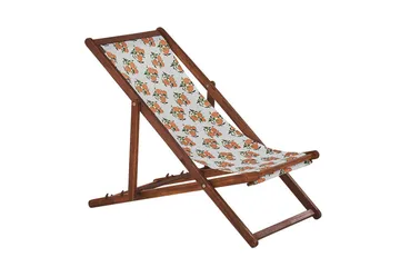 Solstol set om 2 Anzio - mörkt trä/off-white/ apelsinmönster - Utemöbler & utemiljö - Utestol & trädgårdsstol - Solstol