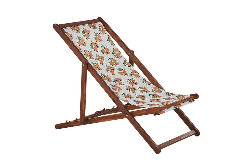 Solstol set om 2 Anzio - mörkt trä/off-white/ apelsinmönster - Utemöbler & utemiljö - Utestol & trädgårdsstol - Solstol