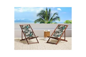 Solstol set om 2 Anzio - mörkt trä/off-white djurmönster - Utemöbler & utemiljö - Utestol & trädgårdsstol - Solstol