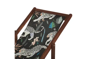 Solstol set om 2 Anzio - mörkt trä/off-white djurmönster - Utemöbler & utemiljö - Utestol & trädgårdsstol - Solstol