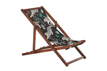 Solstol set om 2 Anzio - mörkt trä/off-white djurmönster - Utemöbler & utemiljö - Utestol & trädgårdsstol - Solstol