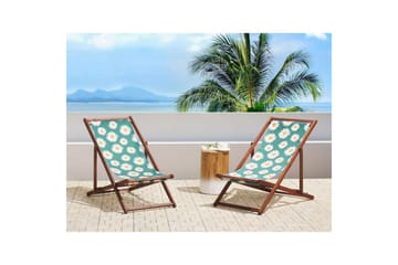 Solstol set om 2 Anzio - mörkt trä/off-white kamomillmönster - Utemöbler & utemiljö - Utestol & trädgårdsstol - Solstol