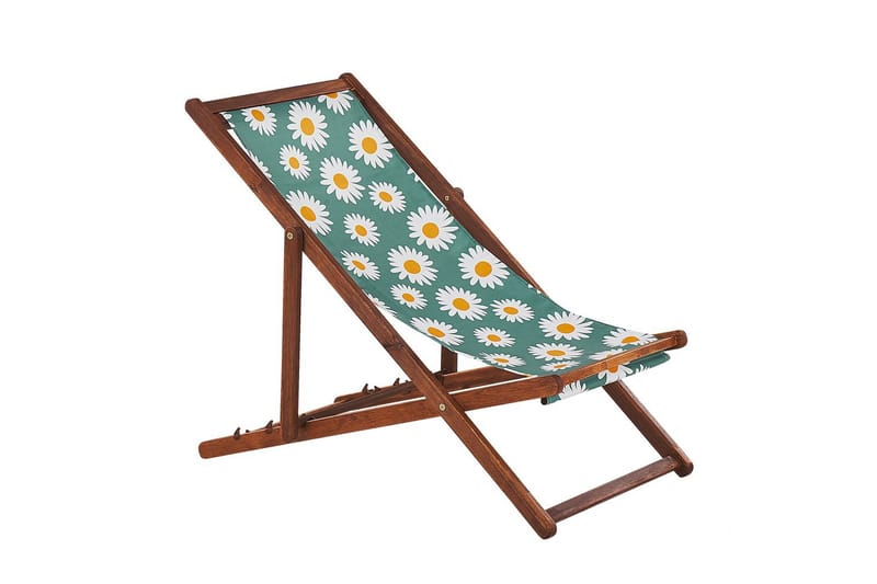 Solstol set om 2 Anzio - mörkt trä/off-white kamomillmönster - Utemöbler & utemiljö - Utestol & trädgårdsstol - Solstol