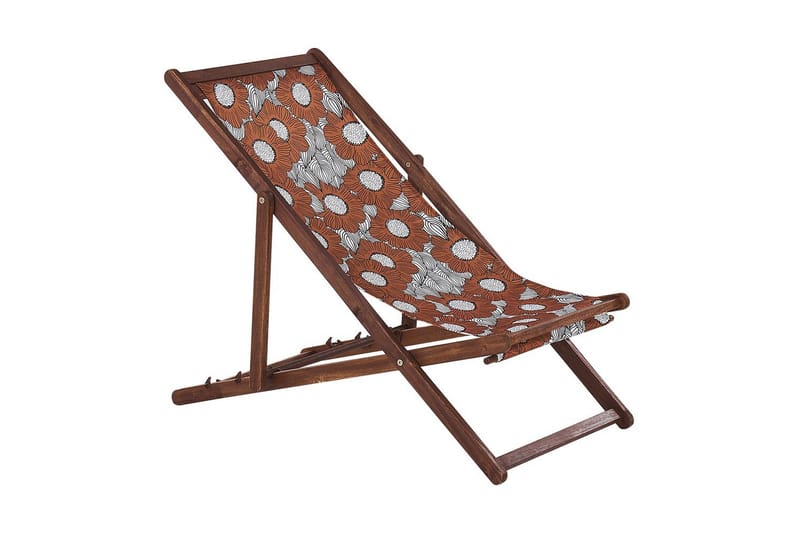 Solstol set om 2 Anzio - mörkt trä/off-white vallmomönster - Utemöbler & utemiljö - Utestol & trädgårdsstol - Solstol