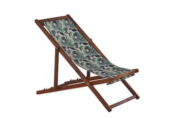 Solstol set om 2 Anzio - mörkt trä/off-white pelikanmönster - Utemöbler & utemiljö - Utestol & trädgårdsstol - Solstol