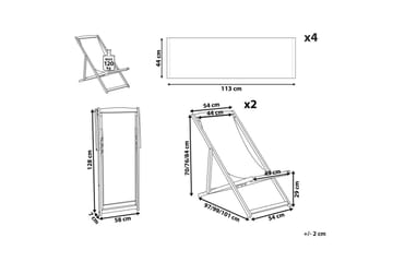 Solstol set om 2 Anzio - mörkt trä/off-white pelikanmönster - Utemöbler & utemiljö - Utestol & trädgårdsstol - Solstol