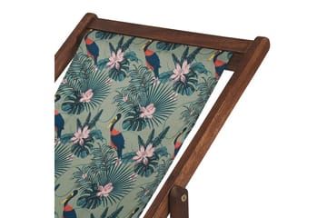 Solstol set om 2 Anzio - mörkt trä/off-white pelikanmönster - Utemöbler & utemiljö - Utestol & trädgårdsstol - Solstol