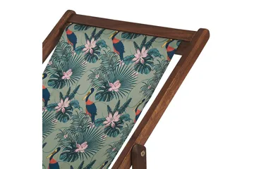 Solstol set om 2 Anzio - mörkt trä/off-white pelikanmönster - Utemöbler & utemiljö - Utestol & trädgårdsstol - Solstol