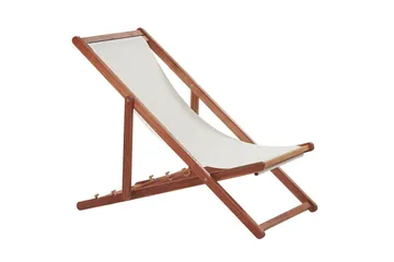 Solstol set om 2 Anzio - mörkt trä/off-white/blå palmbladsmönster - Utemöbler & utemiljö - Utestol & trädgårdsstol - Solstol