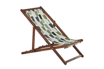 Solstol set om 2 Anzio - mörkt trä/off-white/grön lövmönster - Utemöbler & utemiljö - Utestol & trädgårdsstol - Solstol