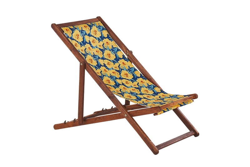 Solstol set om 2 Anzio - mörkt trä/off-white/guk blommigt mönster - Utemöbler & utemiljö - Utestol & trädgårdsstol - Solstol