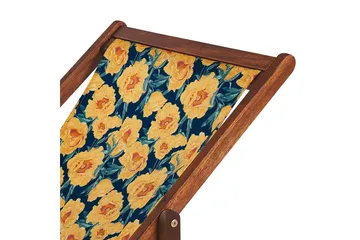 Solstol set om 2 Anzio - mörkt trä/off-white/guk blommigt mönster - Utemöbler & utemiljö - Utestol & trädgårdsstol - Solstol