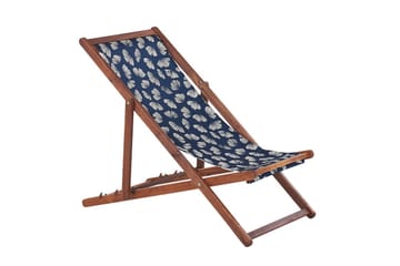 Solstol set om 2 Anzio - mörkt trä/off-white/marinblå blommigt mönster - Utemöbler & utemiljö - Utestol & trädgårdsstol - Solstol