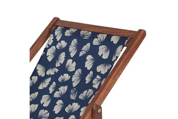 Solstol set om 2 Anzio - mörkt trä/off-white/marinblå blommigt mönster - Utemöbler & utemiljö - Utestol & trädgårdsstol - Solstol