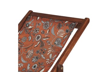 Solstol set om 2 Anzio - mörkt trä/off-white/röd blommigt mönster - Utemöbler & utemiljö - Utestol & trädgårdsstol - Solstol