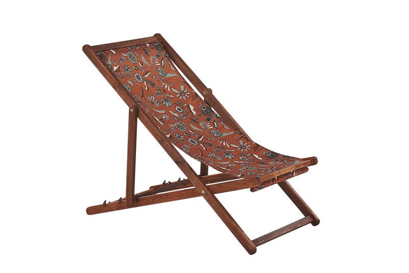 Solstol set om 2 Anzio - mörkt trä/off-white/röd blommigt mönster - Utemöbler & utemiljö - Utestol & trädgårdsstol - Solstol