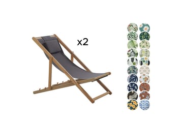 Solstol set om 2 Avellino - Grå, ljust trä, flerfärgad - Utemöbler & utemiljö - Utestol & trädgårdsstol - Solstol