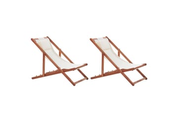 Solstol set om 2 Avellino - Vit, mörkt trä, flerfärgad - Utemöbler & utemiljö - Utestol & trädgårdsstol - Solstol