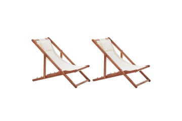 Solstol set om 2 Avellino - Vit, mörkt trä, flerfärgad - Utemöbler & utemiljö - Utestol & trädgårdsstol - Solstol