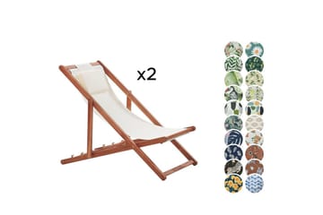 Solstol set om 2 Avellino - Vit, mörkt trä, flerfärgad - Utemöbler & utemiljö - Utestol & trädgårdsstol - Solstol