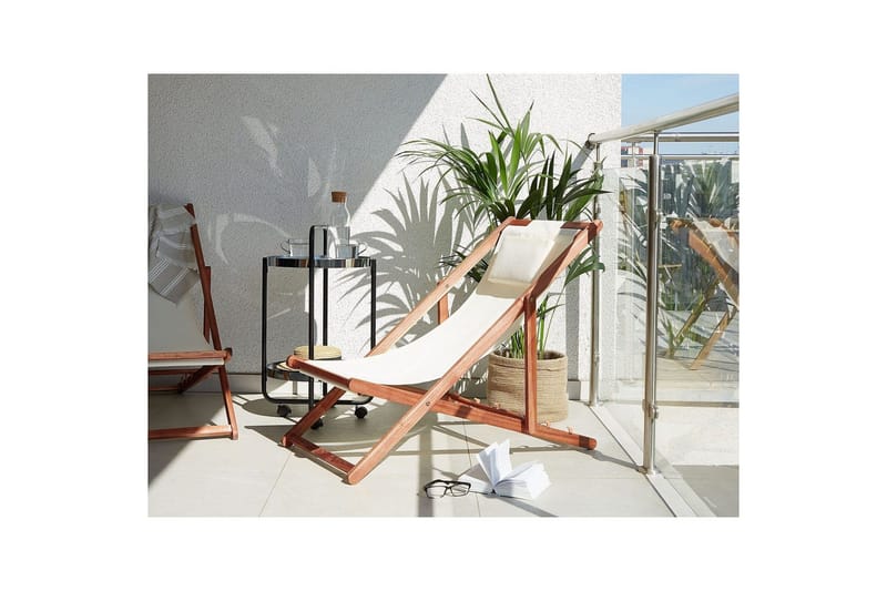 Solstol set om 2 Avellino - Vit, mörkt trä, flerfärgad - Utemöbler & utemiljö - Utestol & trädgårdsstol - Solstol