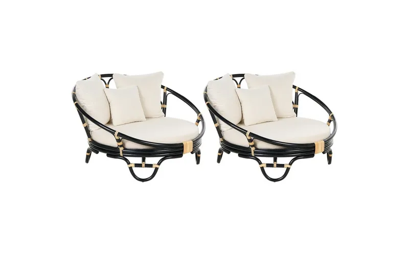 Solstol set om 2 Rossano, Svart, beige