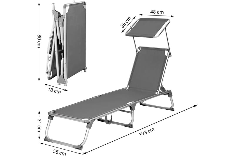 Solstol Songmics 193 cm - Songmics - Utemöbler & utemiljö - Utestol & trädgårdsstol - Solstol