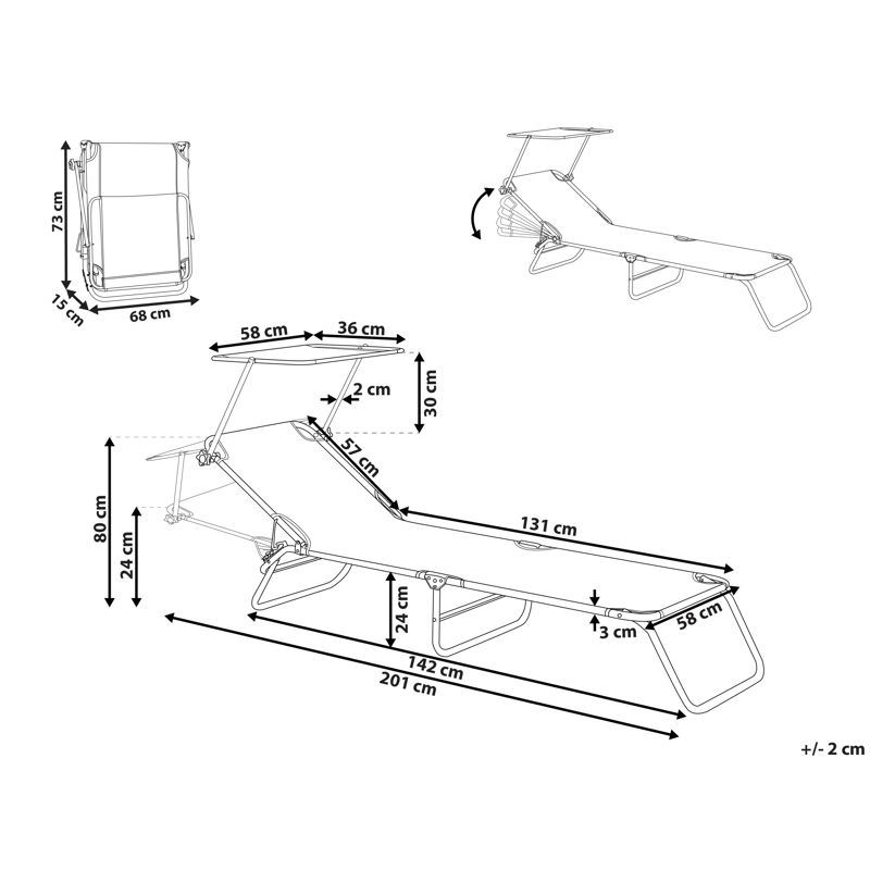 Solstol utomhus Foligno Stål - Beige/Silver - Utemöbler & utemiljö - Utestol & trädgårdsstol - Solsäng & solvagn