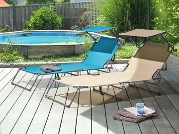 Solstol utomhus Foligno Stål - Beige/Silver - Utemöbler & utemiljö - Utestol & trädgårdsstol - Solsäng & solvagn