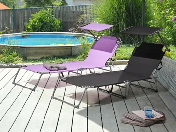 Solstol utomhus Foligno Stål - Svart/Silver - Utemöbler & utemiljö - Utestol & trädgårdsstol - Solsäng & solvagn