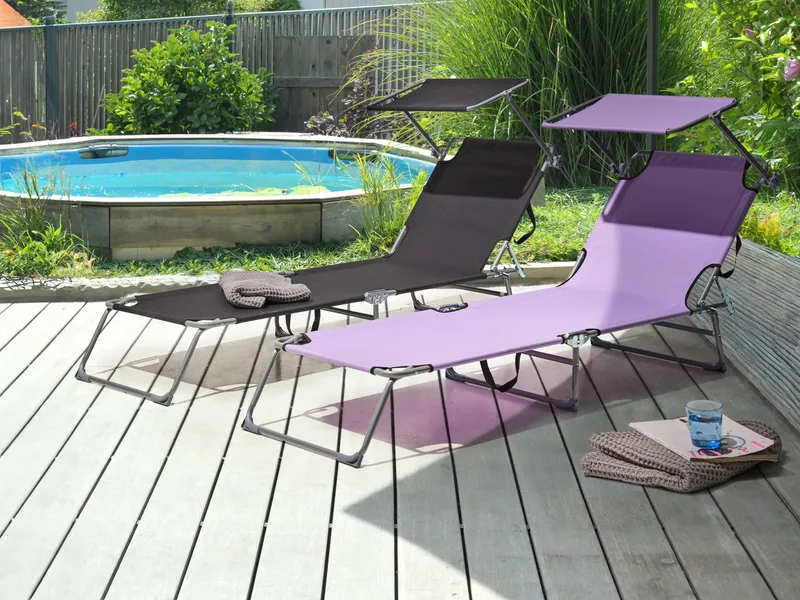 Solstol utomhus Foligno Stål - Violett/Silver - Utemöbler & utemiljö - Utestol & trädgårdsstol - Solsäng & solvagn