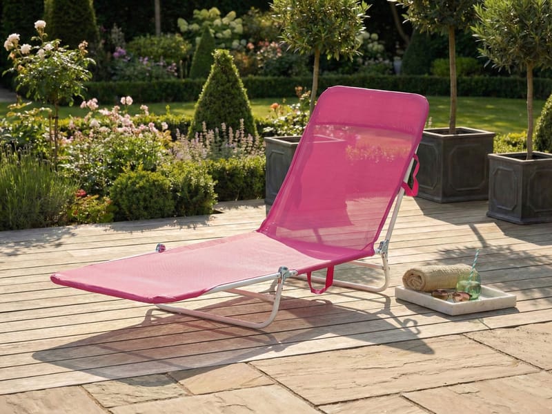 Solstol utomhus Kastoria Stål - Rosa/Vit - Utemöbler & utemiljö - Utestol & trädgårdsstol - Solsäng & solvagn