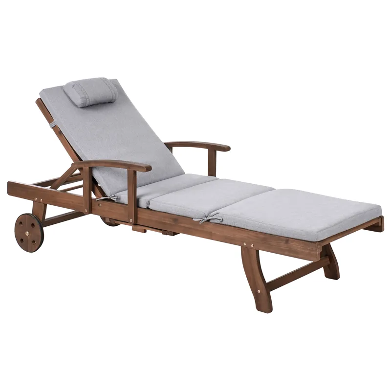 Solstol utomhus med Dyna Amantea Premium Akaciaträ, Brun/Grå