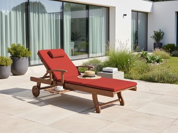 Solstol utomhus med Dyna Amantea Premium Akaciaträ - Brun/Röd - Utemöbler & utemiljö - Utestol & trädgårdsstol - Solsäng & solvagn