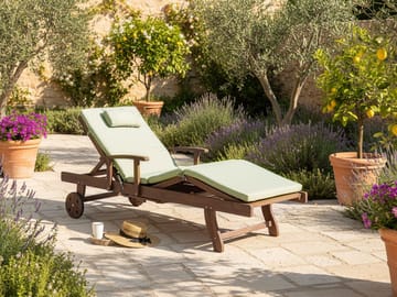 Solstol utomhus med Dyna Amantea Premium Akaciaträ - Brun/Grön - Utemöbler & utemiljö - Utestol & trädgårdsstol - Solsäng & solvagn