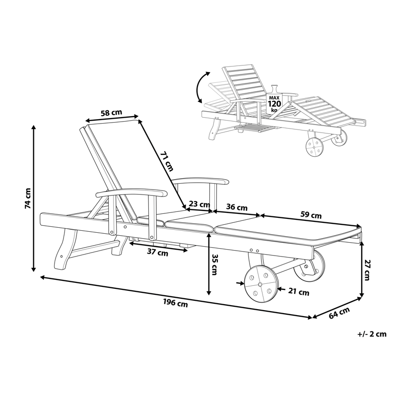 Solstol utomhus med Dyna Amantea Premium II Akaciaträ - Taupe - Utemöbler & utemiljö - Utestol & trädgårdsstol - Solsäng & solvagn
