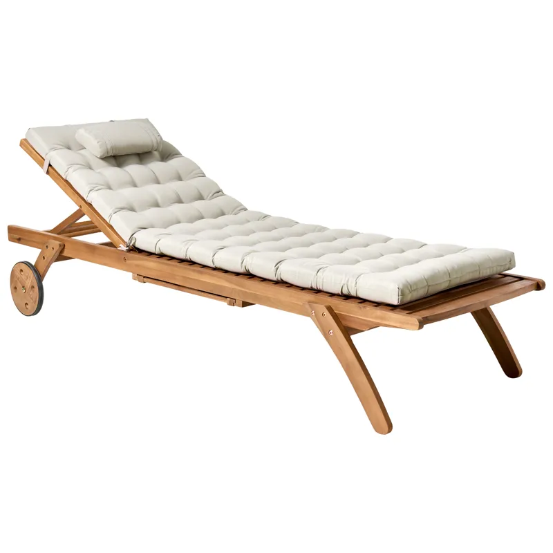 Solstol utomhus med Dyna Cesana Premium Akaciaträ - Brun/Beige - Utemöbler & utemiljö - Utestol & trädgårdsstol - Solsäng & solvagn